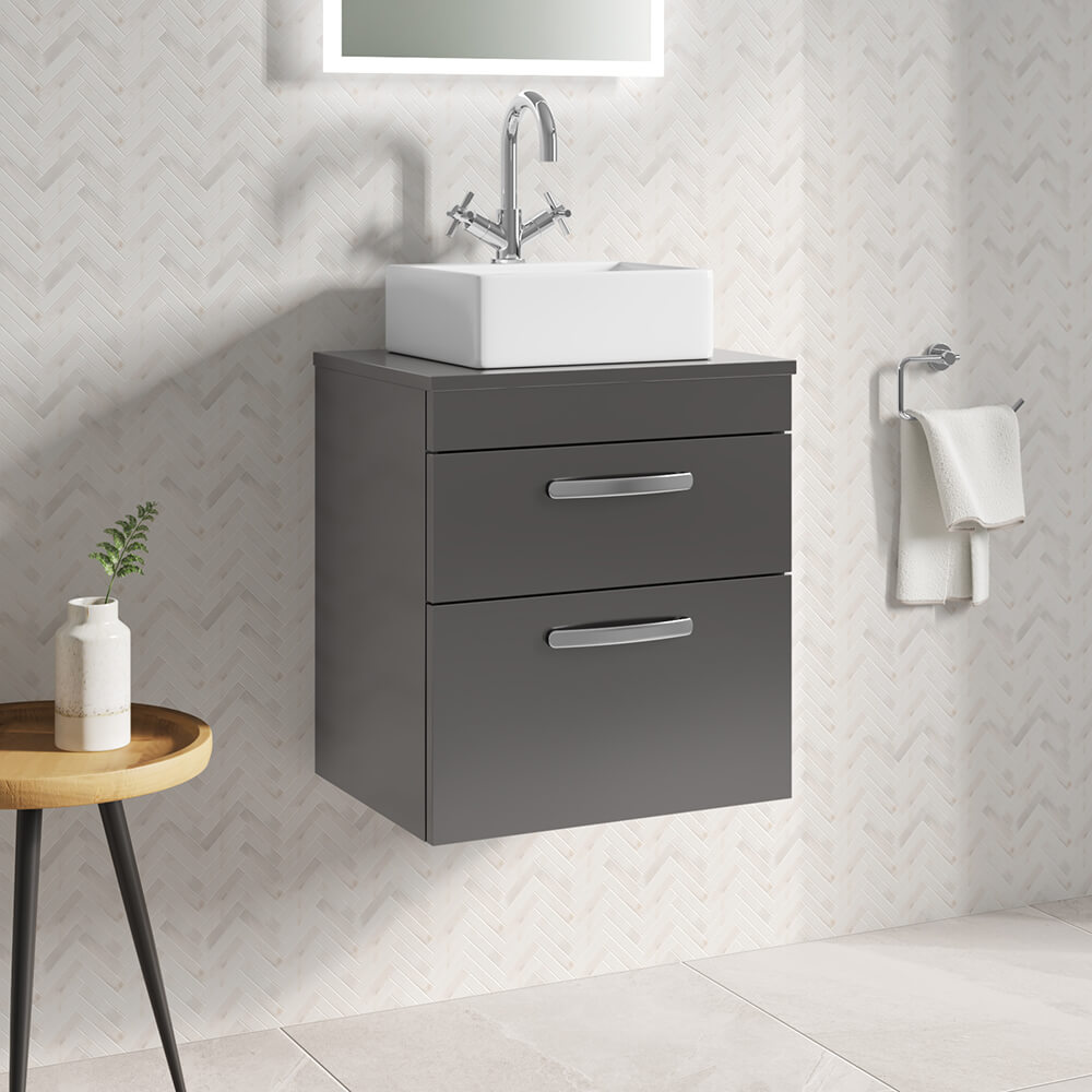 Emily 500mm Wall Mounted 2 Drawer Vanity Unit and Countertop