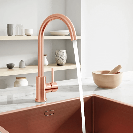 Vellamo Kara Single Lever Mono Kitchen Mixer - Brushed Copper
