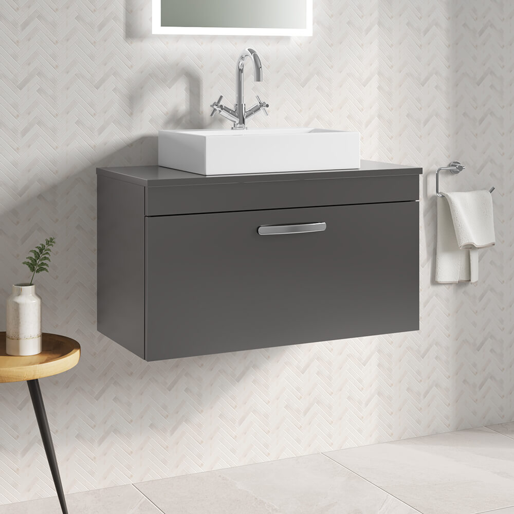 Emily 800mm Wall Mounted 1 Drawer Vanity Unit and Countertop