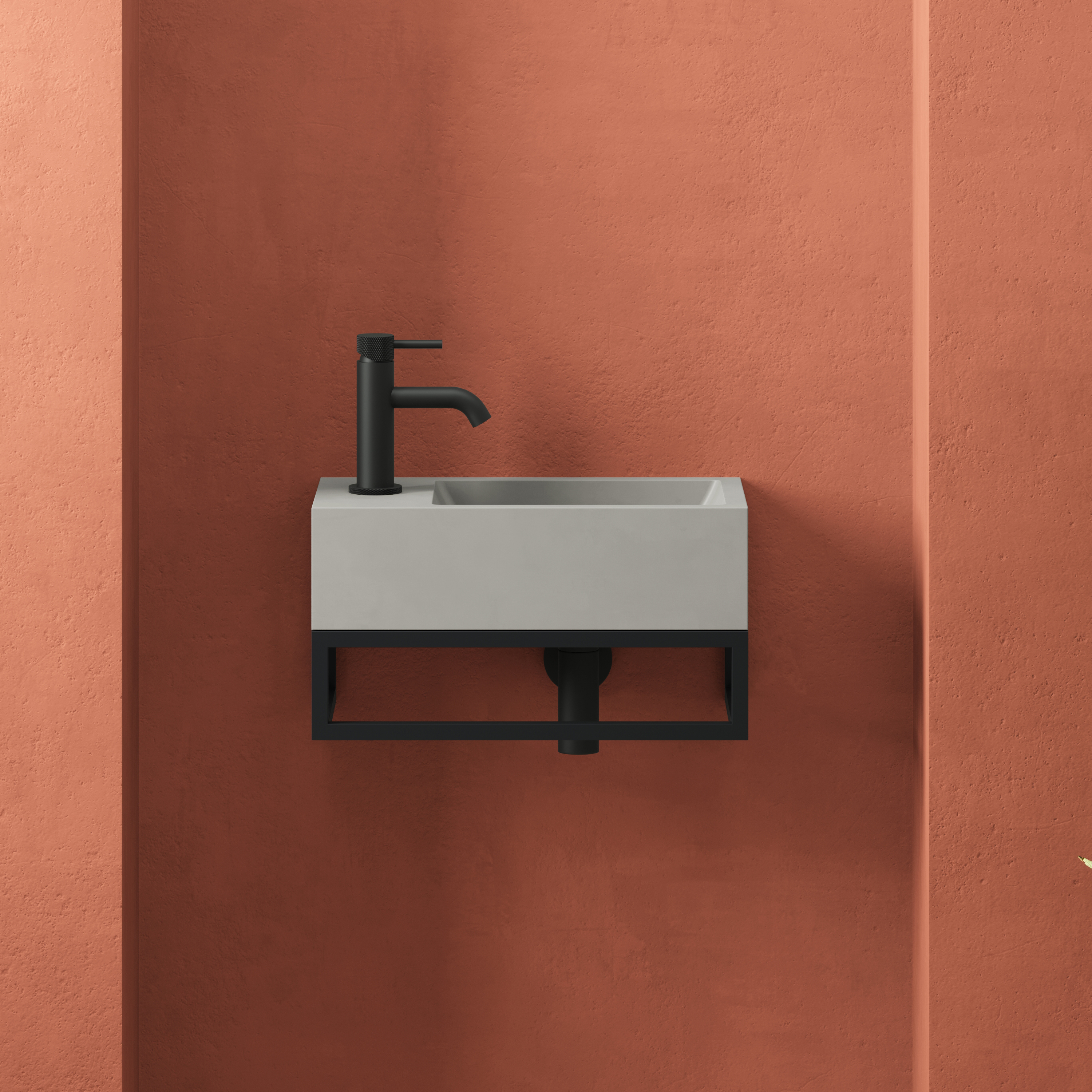 Harbour Matt Black Basin Frame for Harbour Concrete 400mm Wall Hung Basin