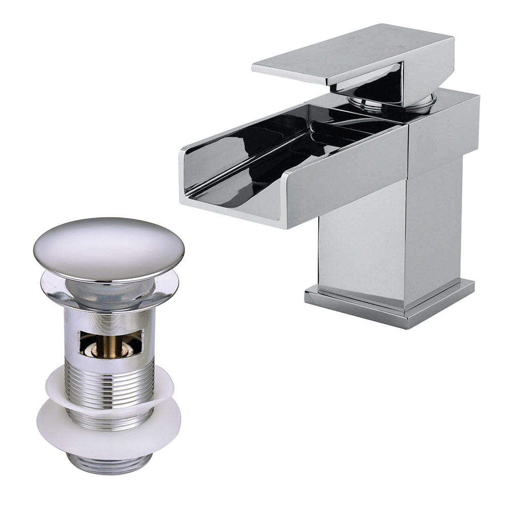 Vellamo Maya Waterfall Basin Mixer with Clicker Waste