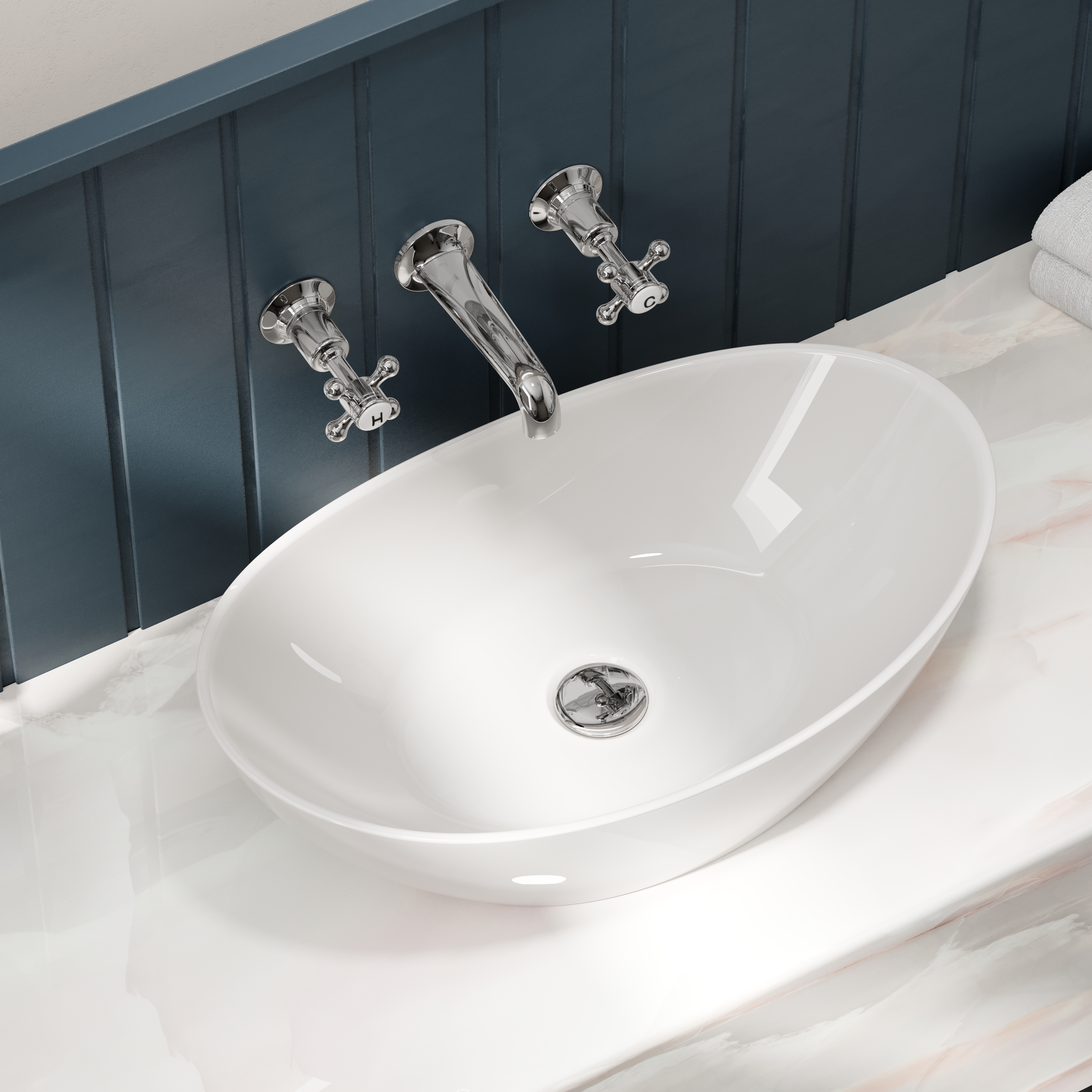 Butler & Rose Ceramic Oval Countertop Basin - 560mm