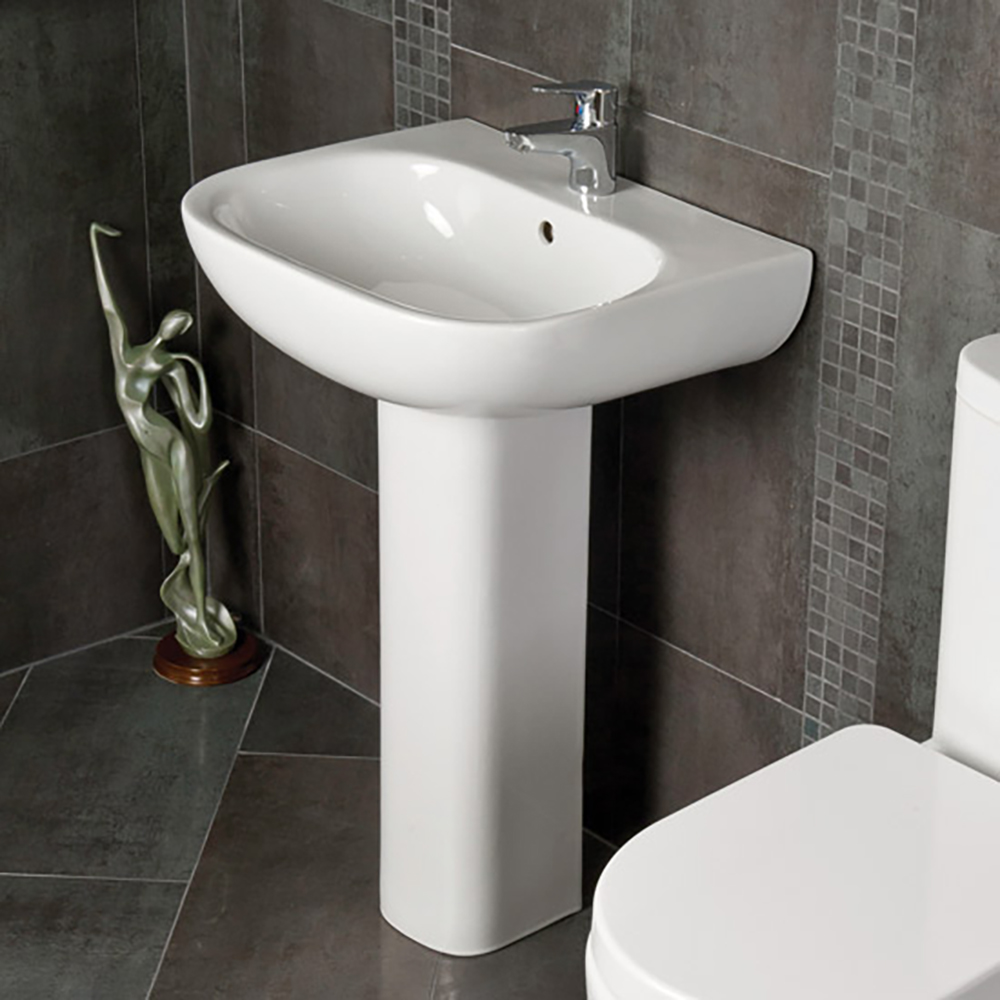 RAK Tonique 450mm 1 Tap Hole Basin with Full Pedestal