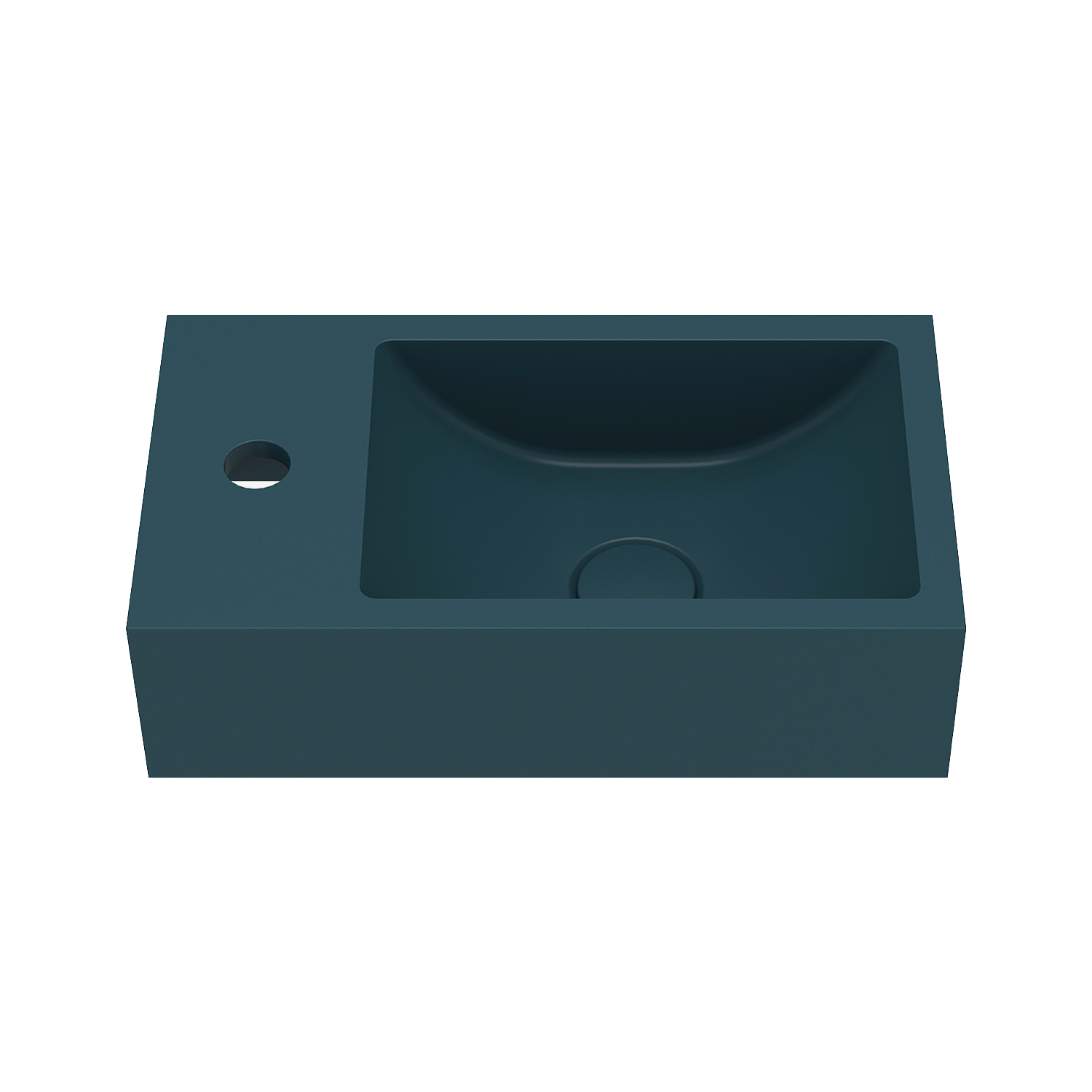 Harbour Concrete 400mm Cloakroom Wall Hung Atlantic Teal Basin & Matt Black Frame