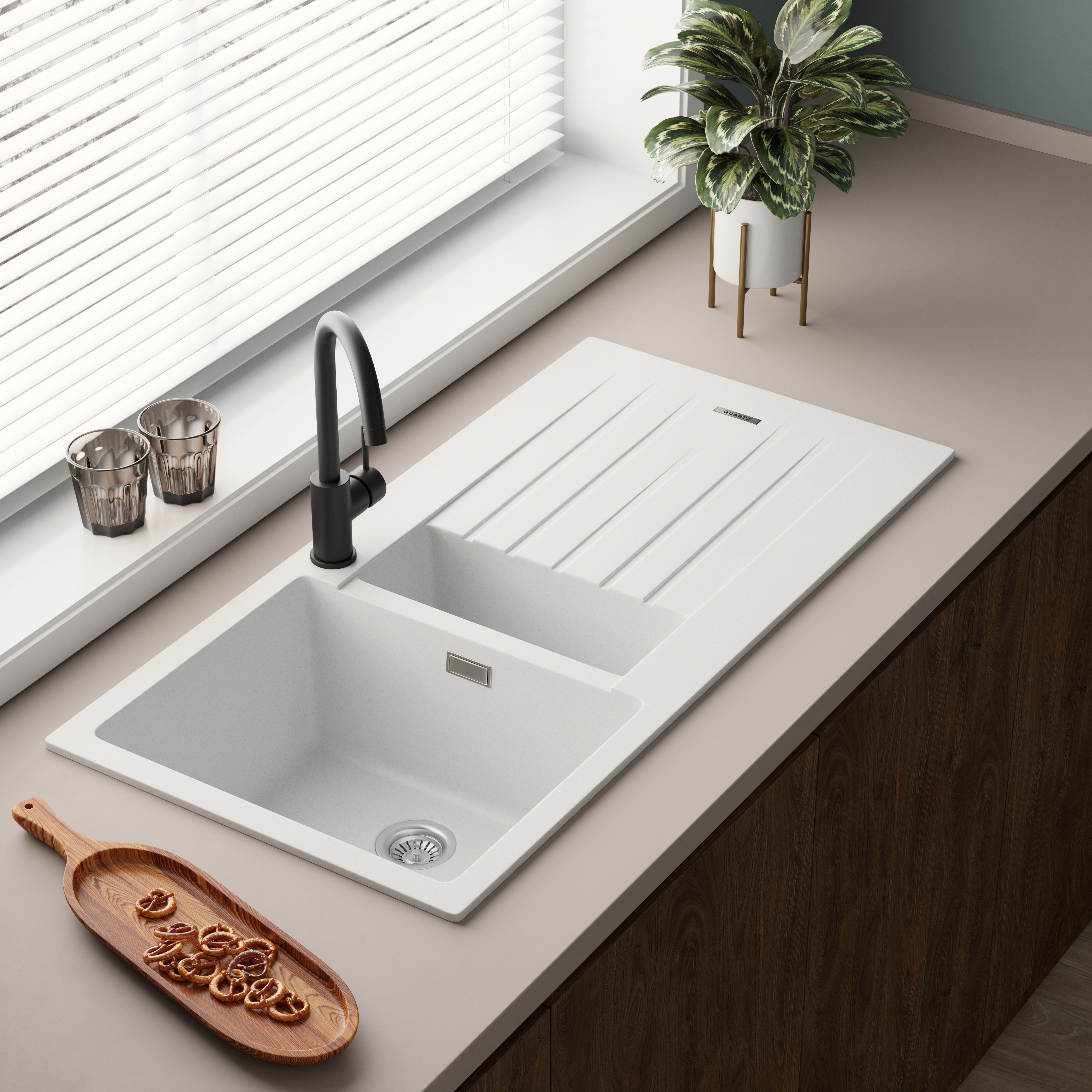 Vellamo Horizon 1.5 Bowl Granite Composite Kitchen Sink & Waste - 1000 x 500mm