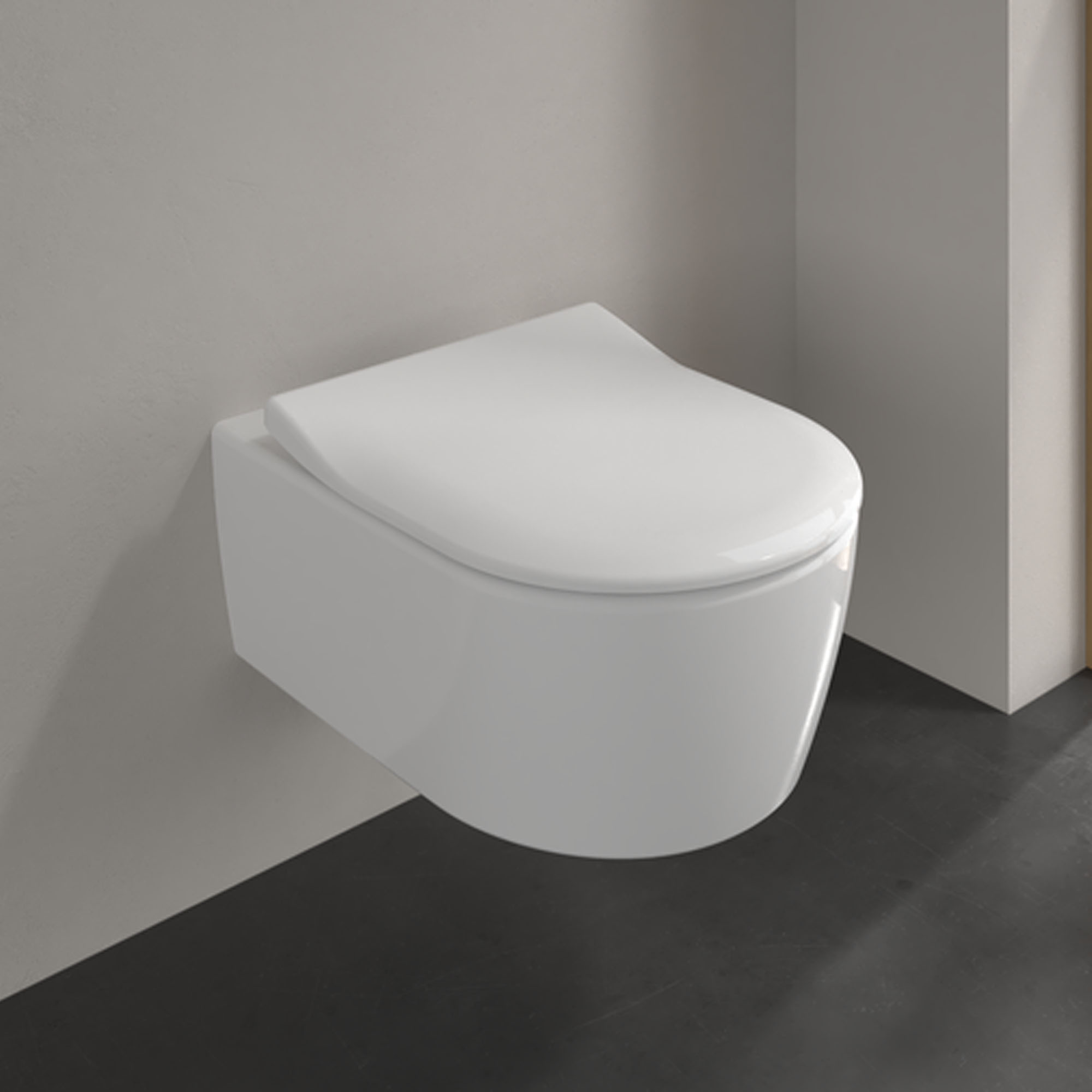 Villeroy & Boch Avento Rimless Wall Mounted Toilet & Soft Close Toilet Seat