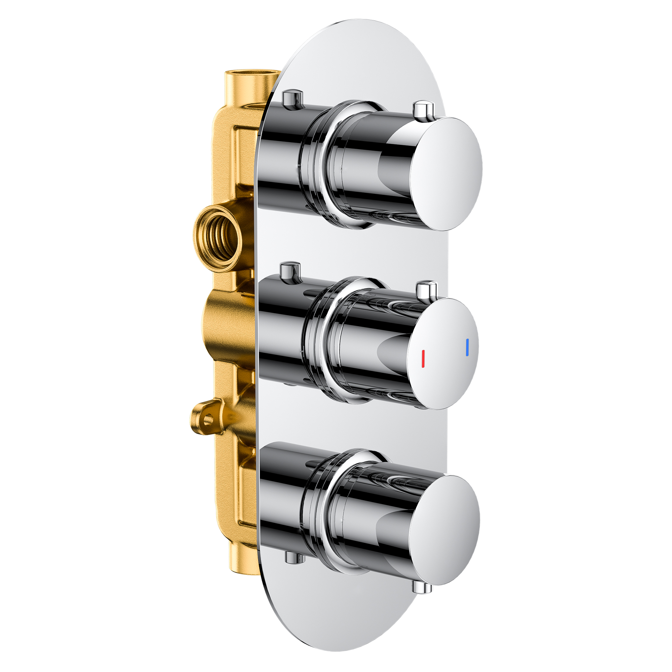 Harbour Clarity Chrome 2 Outlet Thermostatic Concealed Shower Valve - Three Handle