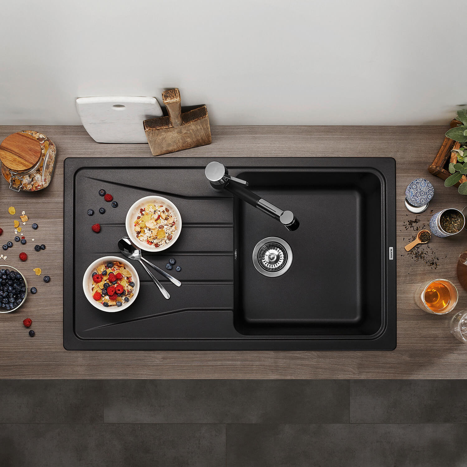 Blanco Sona 5 S Compact 1 Bowl Inset Silgranit Composite Kitchen Sink & Waste with Reversible Drainer - 860 x 500mm