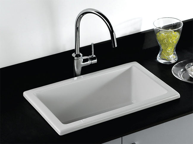 RAK Laboratory White Ceramic Single Bowl Kitchen Sink - 585mm x 380mm
