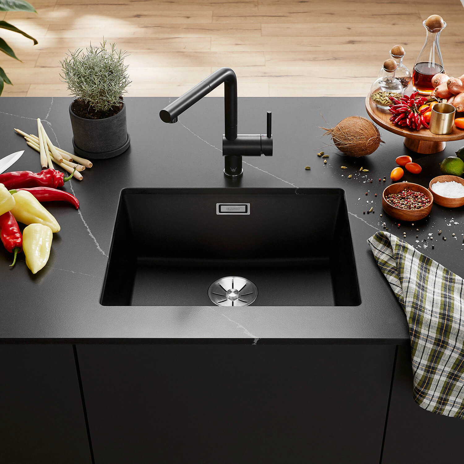 Blanco Subline 500-U 1 Bowl Undermount Silgranit Composite Kitchen Sink & Waste - 530 x 460mm
