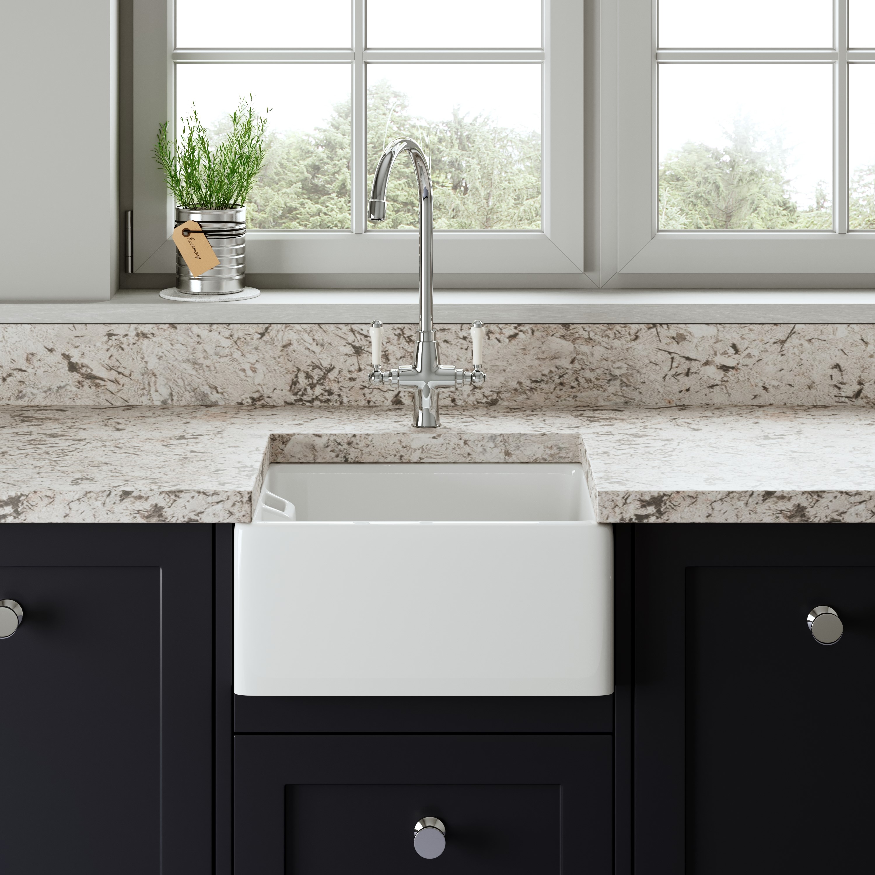 Butler & Rose Belfast / Butler Ceramic Fireclay Kitchen Sink - 460 x 380mm