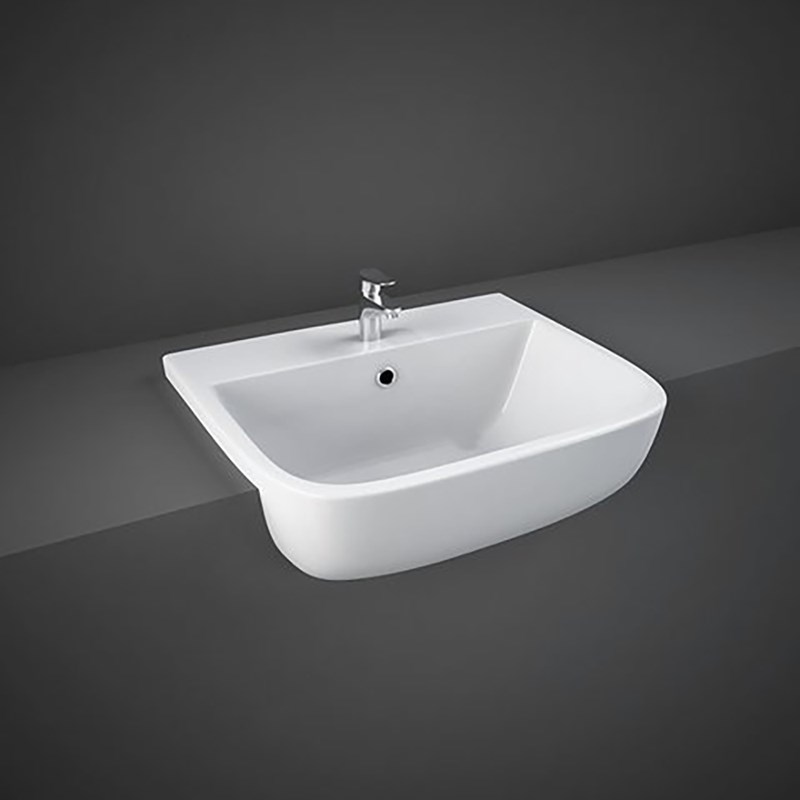 RAK Series 600 Ceramic Semi Recessed Basin 520mm - 1 Tap Hole