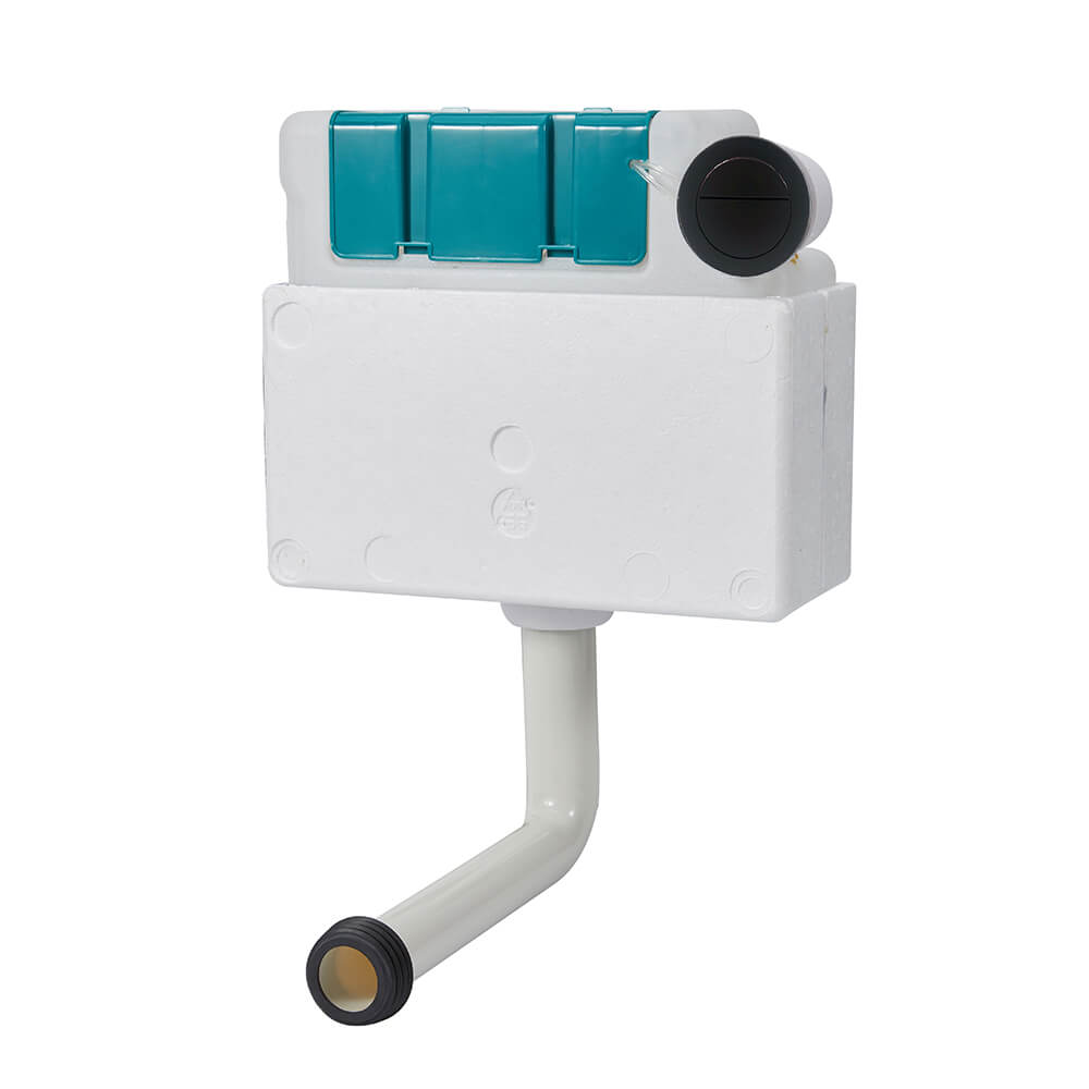 Harbour Pneumatic Dual Flush Concealed Cistern with Polystyrene Jacket & Matt Black Button