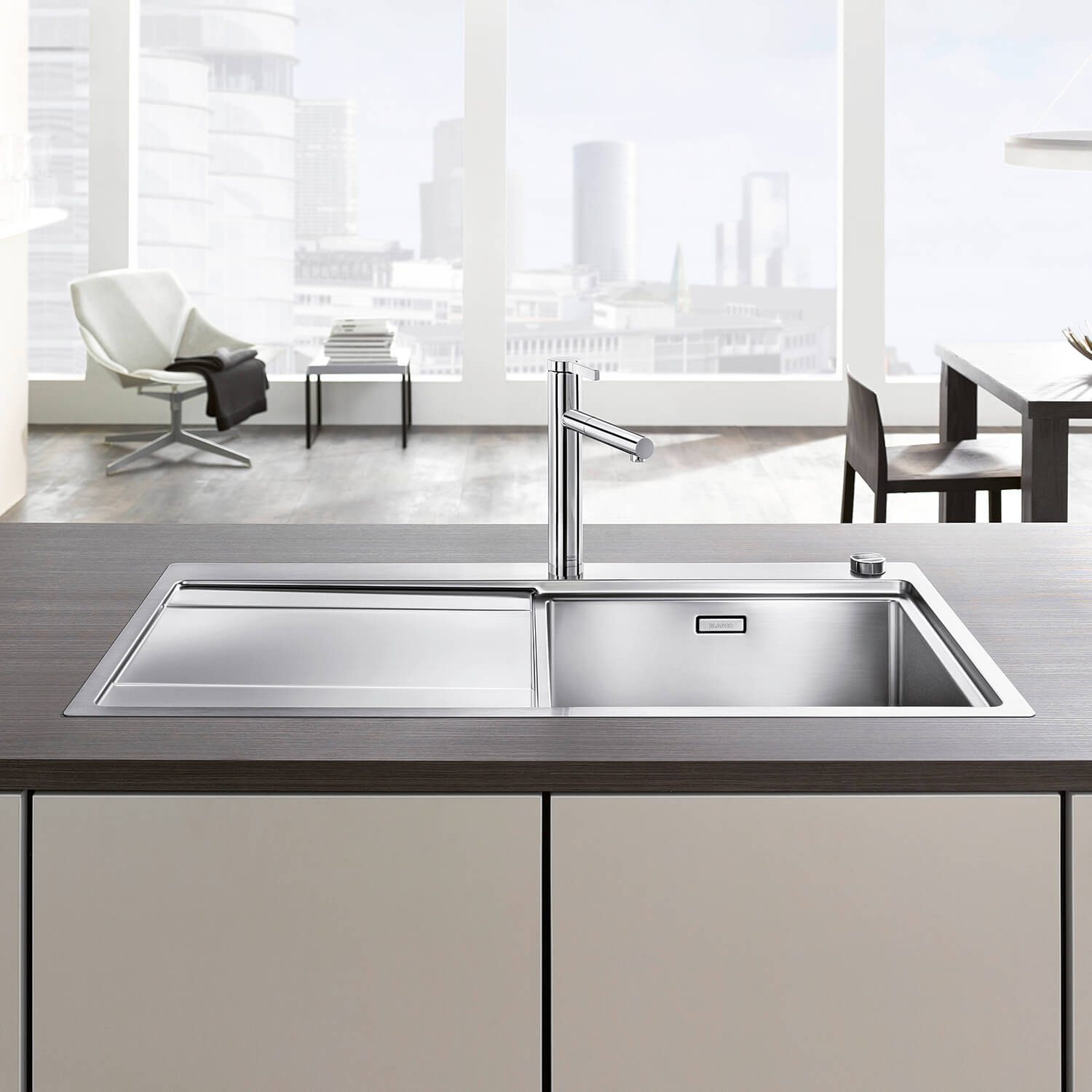 Blanco Linee-S Single Lever Chrome Pull Out Kitchen Mixer Tap