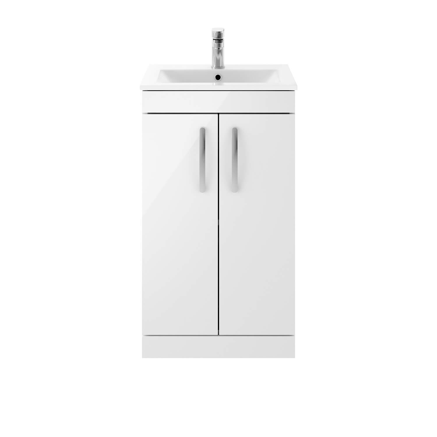 Emily 1000mm Combination Bathroom Toilet & 2 Door Sink Unit - Gloss White