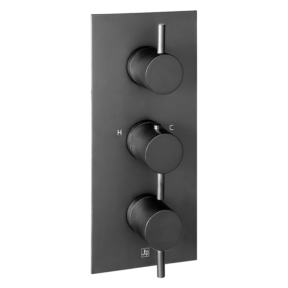 VOS 2 Outlet Concealed Thermostatic Shower Valve with Designer Handles - Matt Black
