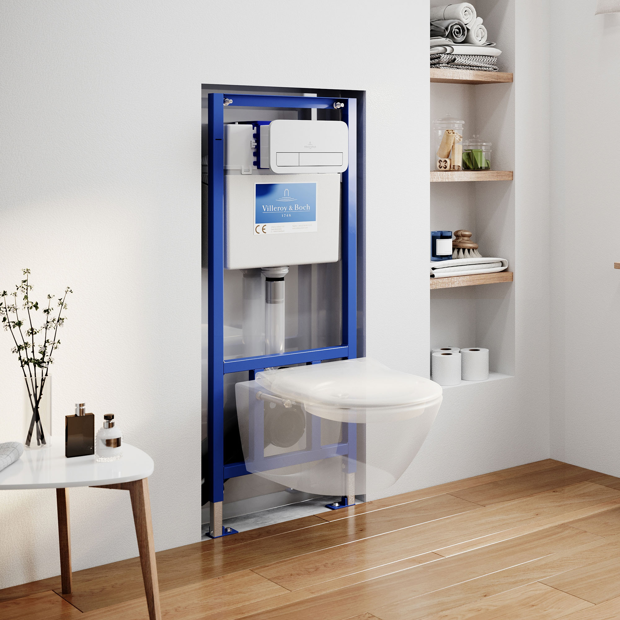 Villeroy & Boch ViConnect Pro 2.0 Frame with Subway 2.0 Rimless Wall Mounted Toilet, Flush Plate & Soft Close Toilet Seat