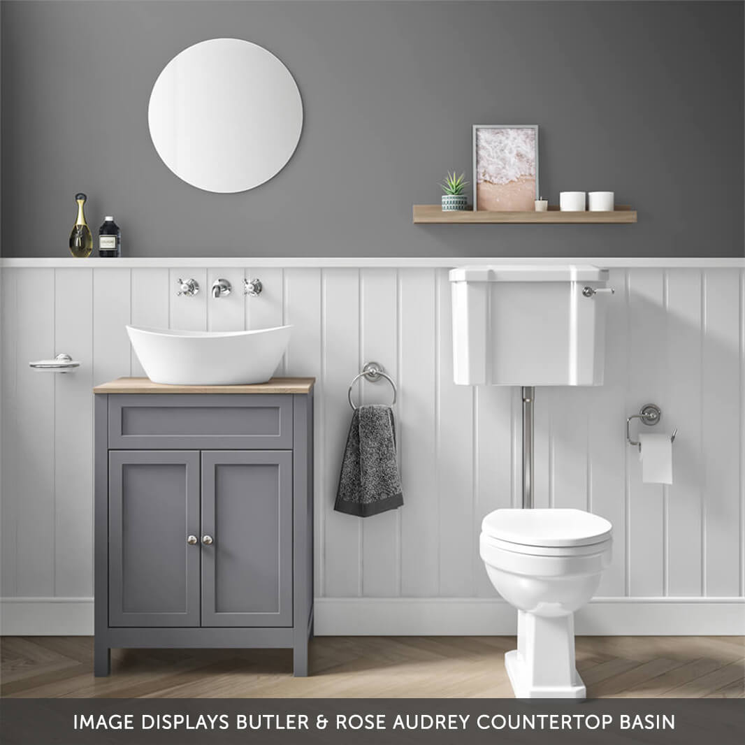 Butler & Rose Catherine 600mm Floorstanding Vanity Unit with Country Oak-Effect Countertop