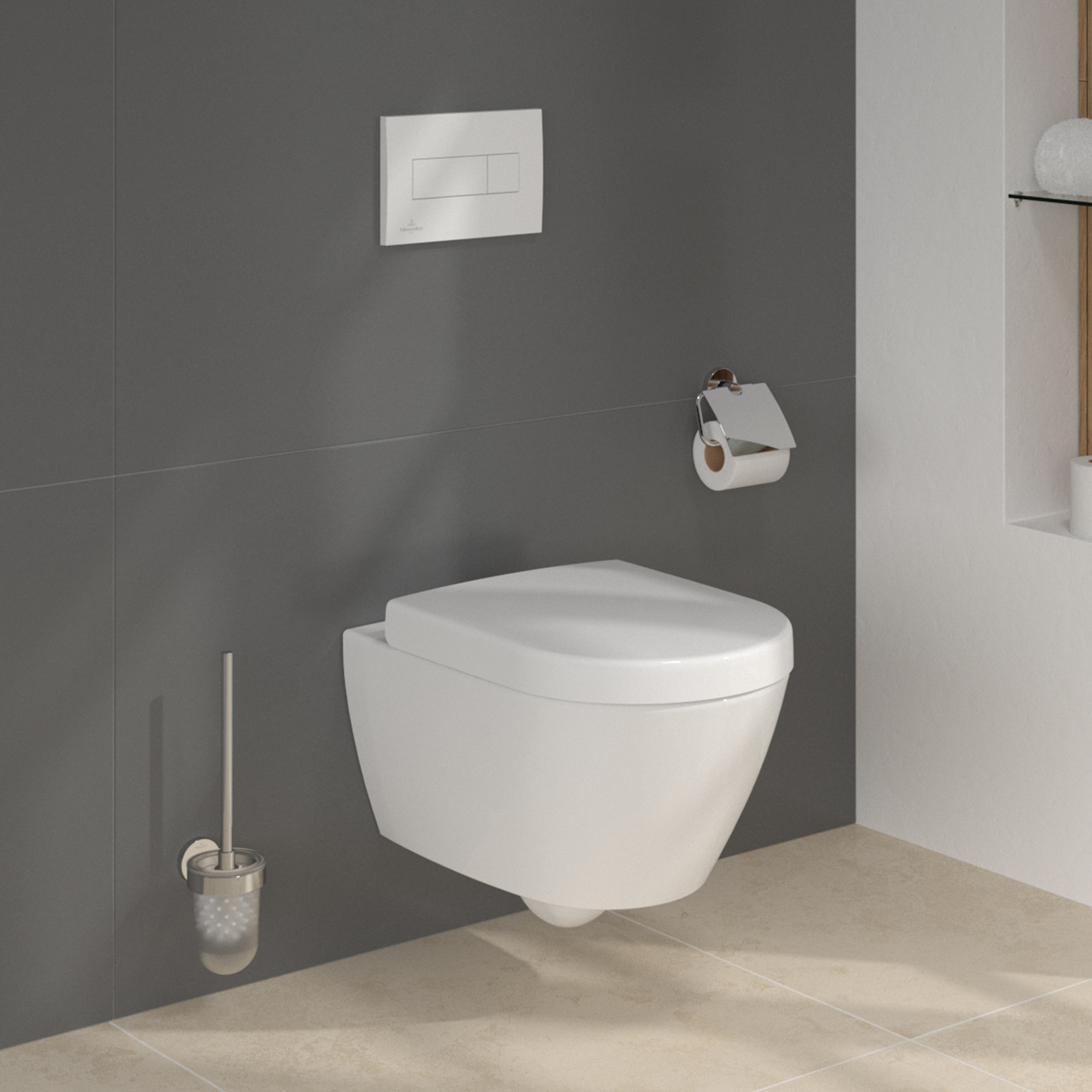 Villeroy & Boch ViConnect Pro S Frame with Subway 2.0 Wall Mounted Rimless Toilet, Flush Plate & Soft Close Toilet Seat
