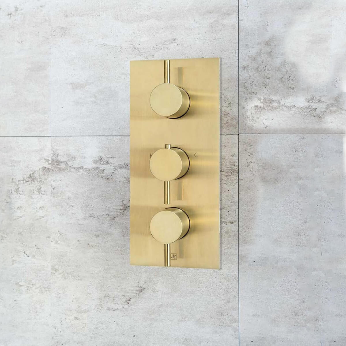 VOS 2 Outlet Concealed Thermostatic Shower Valve - Brushed Brass