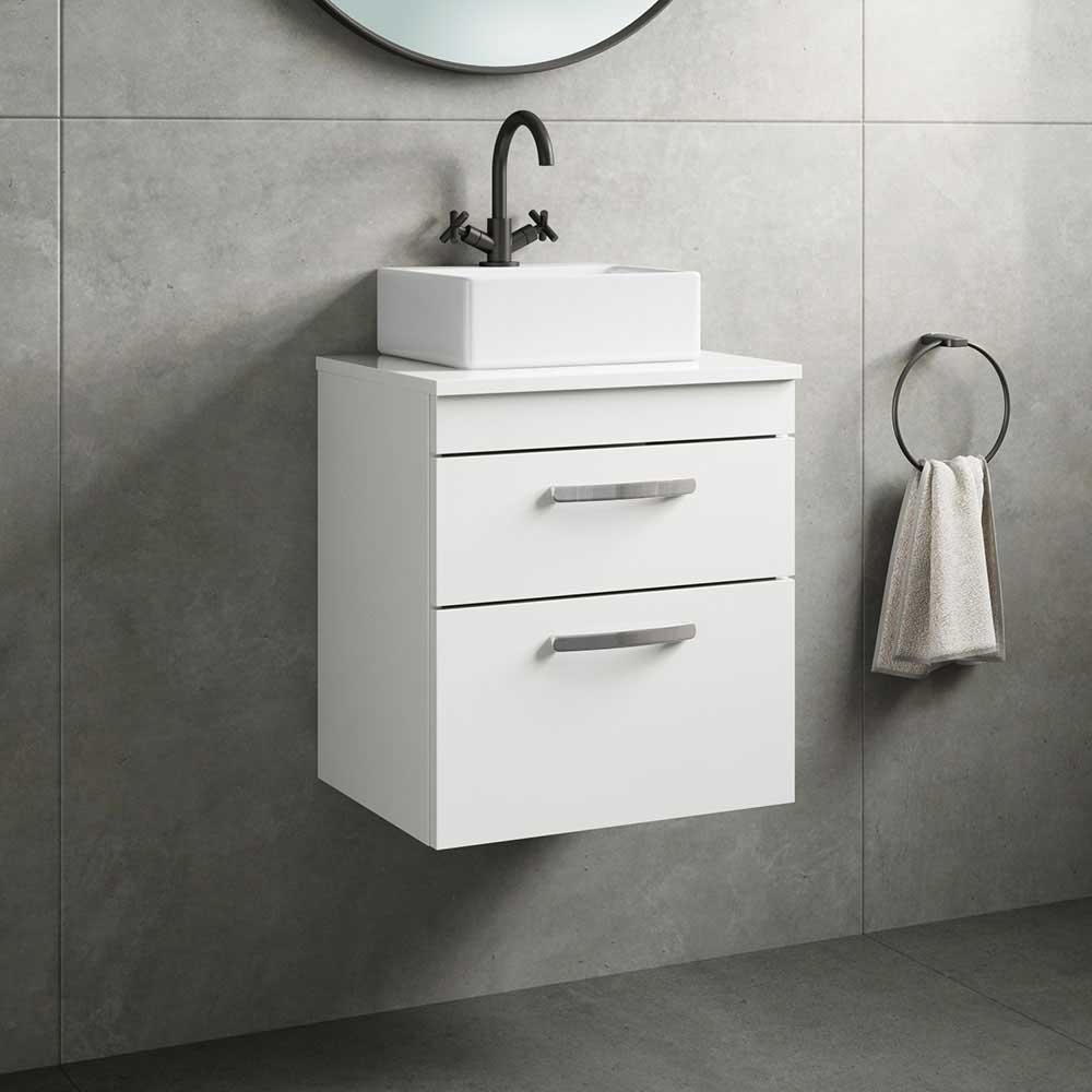 Emily 500mm Wall Mounted 2 Drawer Vanity Unit and Countertop