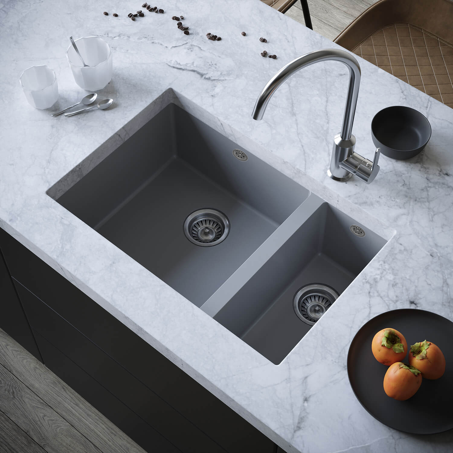 Vellamo Designer 1.5 Bowl Comite Composite Inset/Undermount Kitchen Sink & Waste - 670 x 440mm