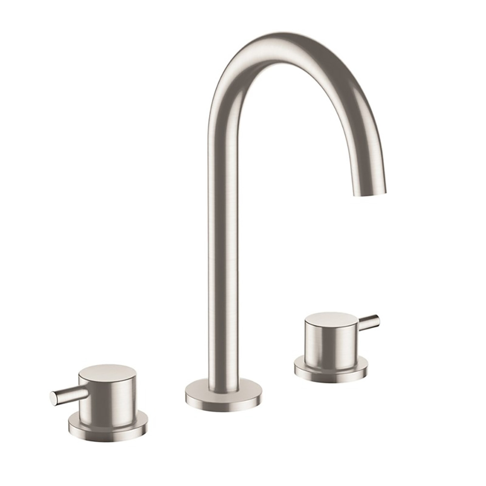 Inox Brushed Stainless Steel 3 Hole Deck Mounted Basin Mixer