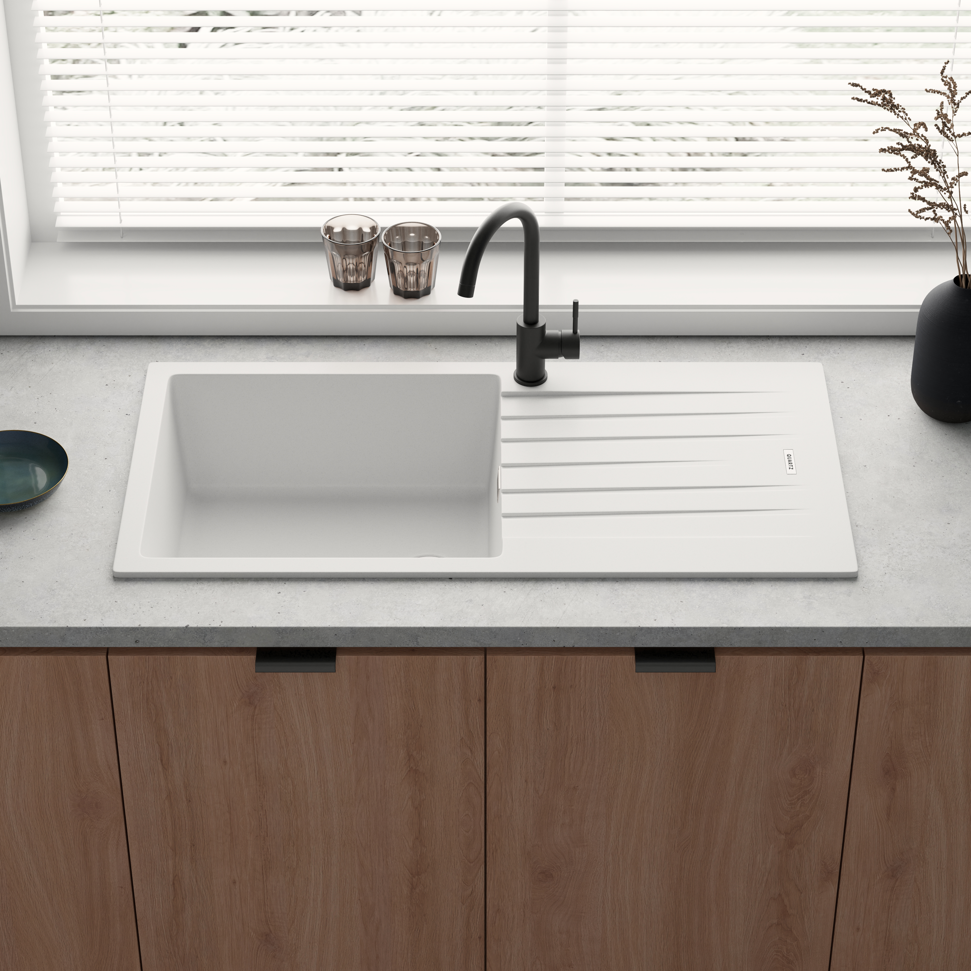 Vellamo Horizon Large Single Bowl Granite Composite Kitchen Sink & Waste - 1000 x 500mm