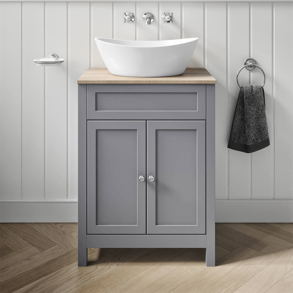 Butler & Rose Catherine 600mm Floorstanding Vanity Unit with Country Oak-Effect Countertop