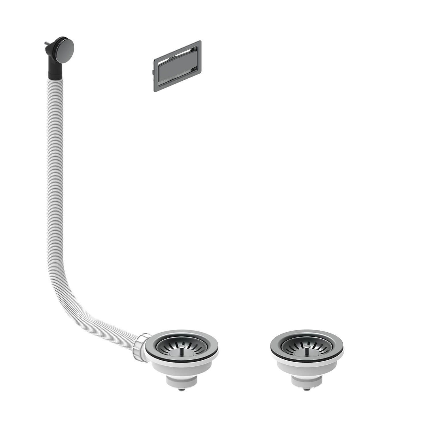 Harbour 90mm PVD Gunmetal Basket Strainer Waste Bundle for 1.5 & 2 Bowl Kitchen Sinks