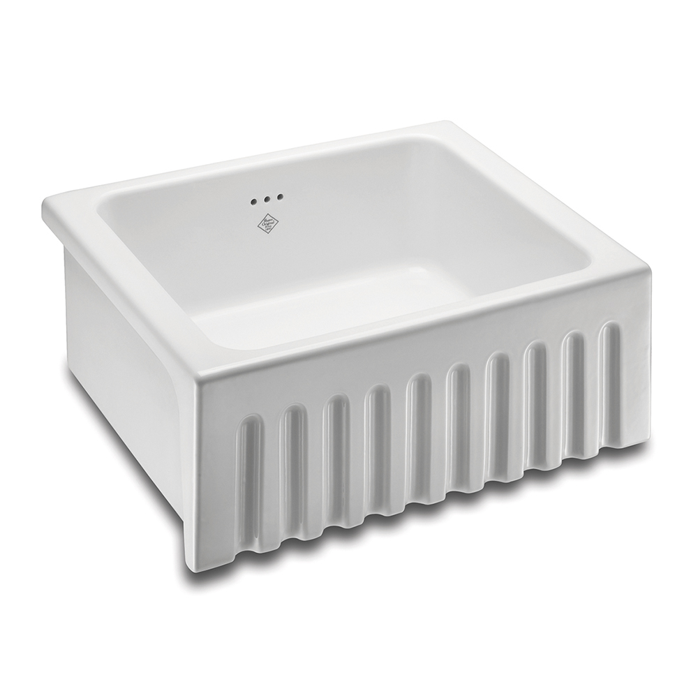 Shaws Original Bowland Ceramic Single Bowl Fluted Front Sink - 595mm x 465mm