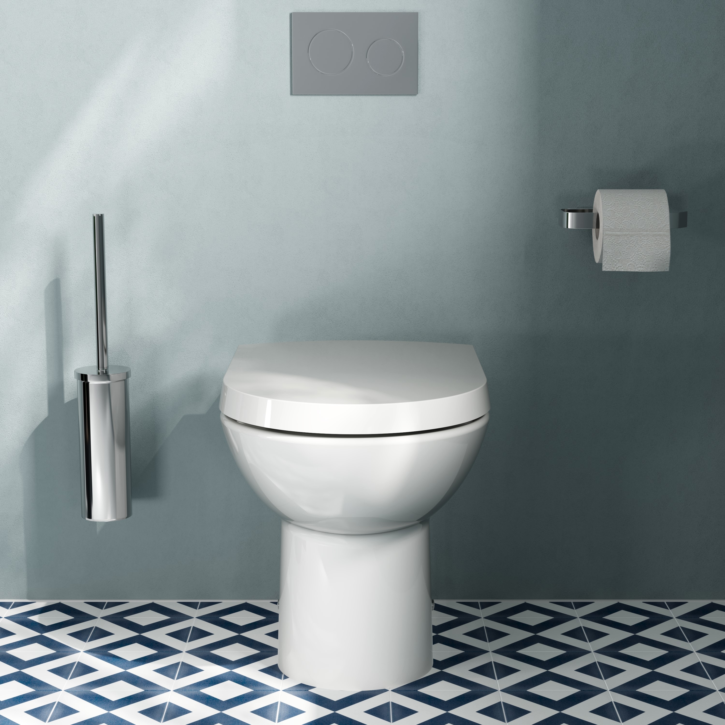 Vellamo Modern D-Shaped Back to Wall Toilet with Soft Close Seat