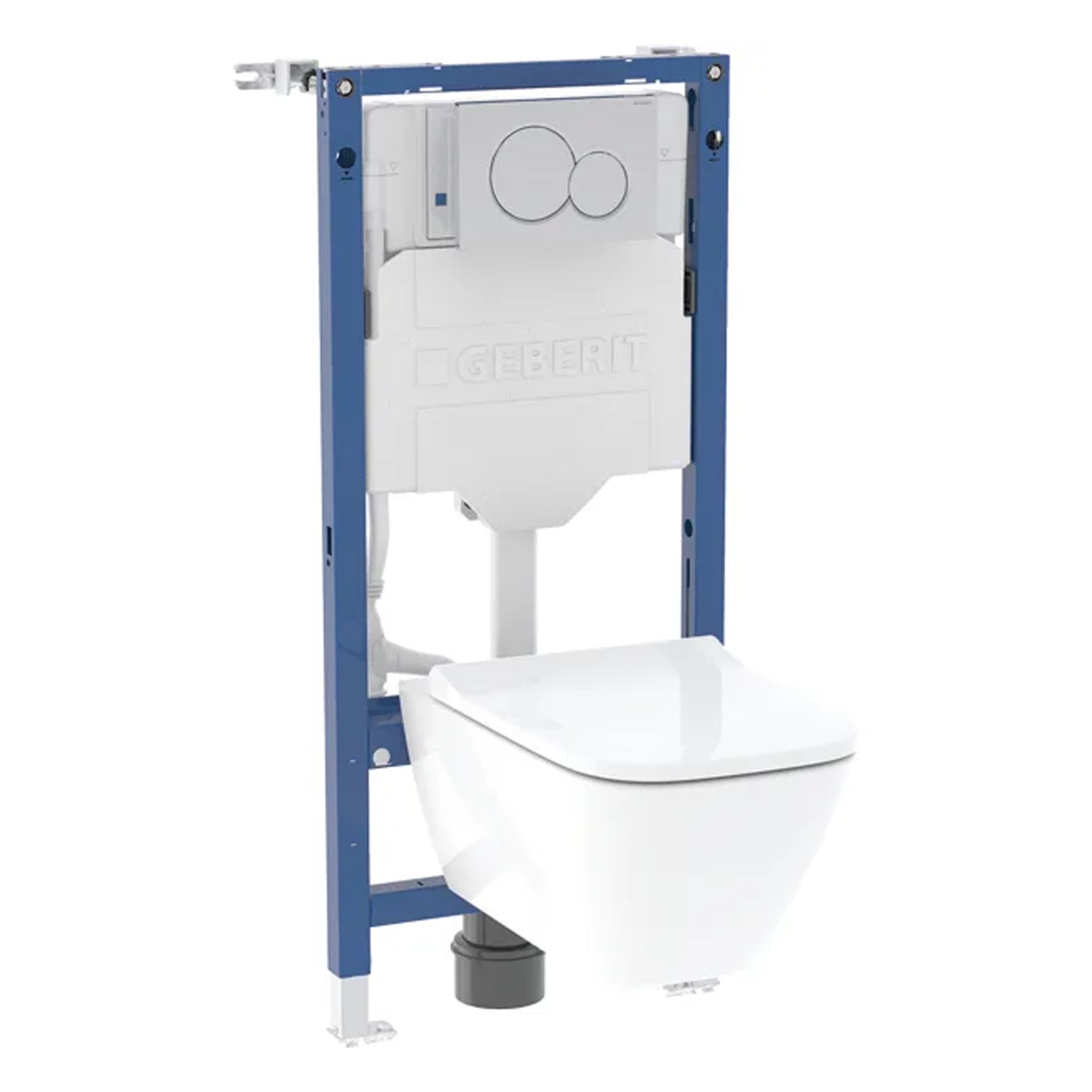 Geberit Rimless Wall Hung Toilet, Duofix Frame, Cistern, Flush Plate & Soft Close Seat