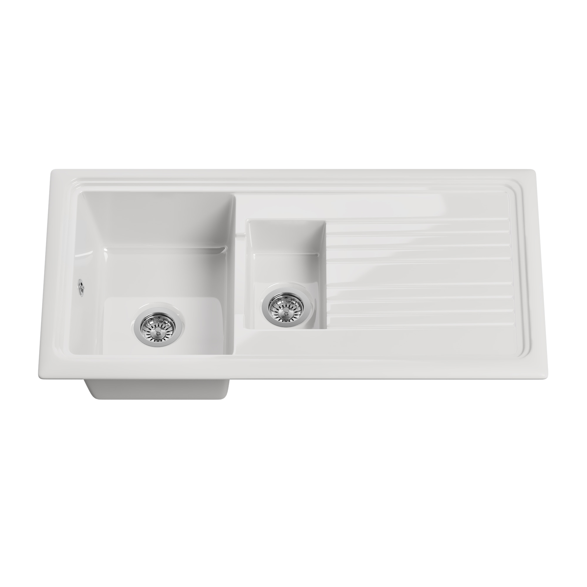 Butler & Rose 1.5 Bowl Ceramic Kitchen Sink and Vellamo Caspian Dual Lever Mono Kitchen Mixer