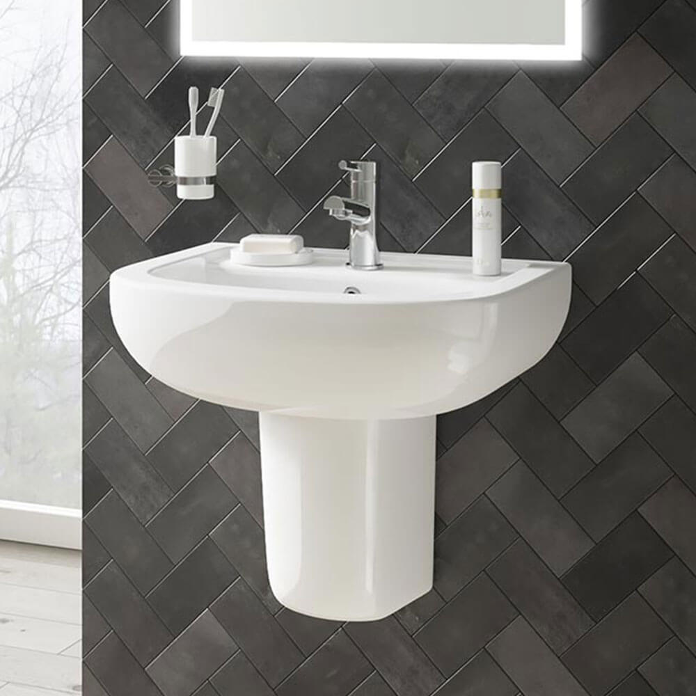 Harbour Grace 550mm 1 Tap Hole Basin & Semi Pedestal