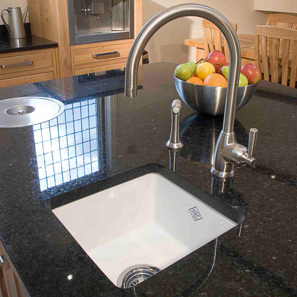 Shaws Classic Belthorn White Ceramic Single Bowl Undermount or Top Mount Kitchen Sink - 381 x 381mm
