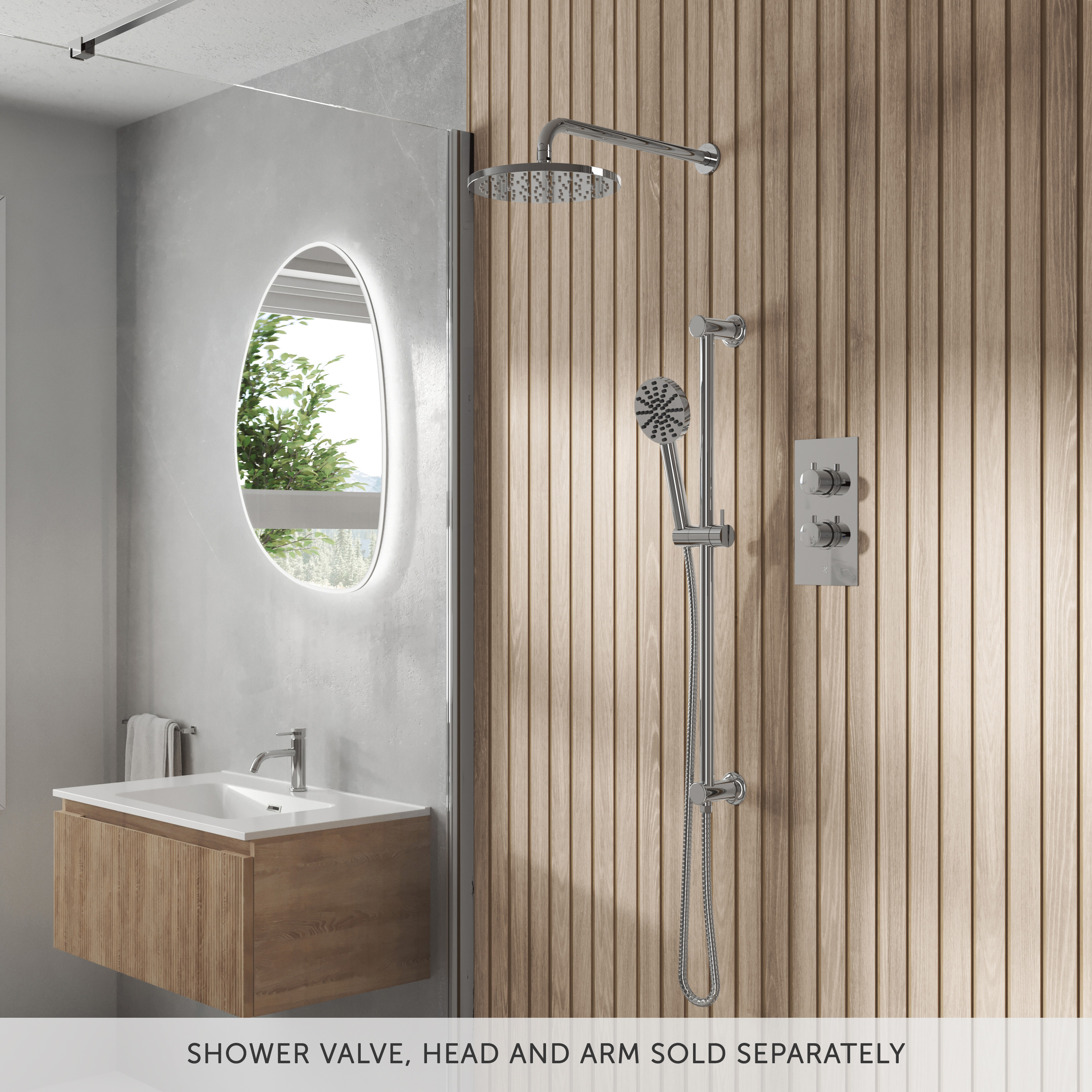 Core Fluted Slide Rail Shower Kit, Shower Handset & Hose with Integrated Elbow