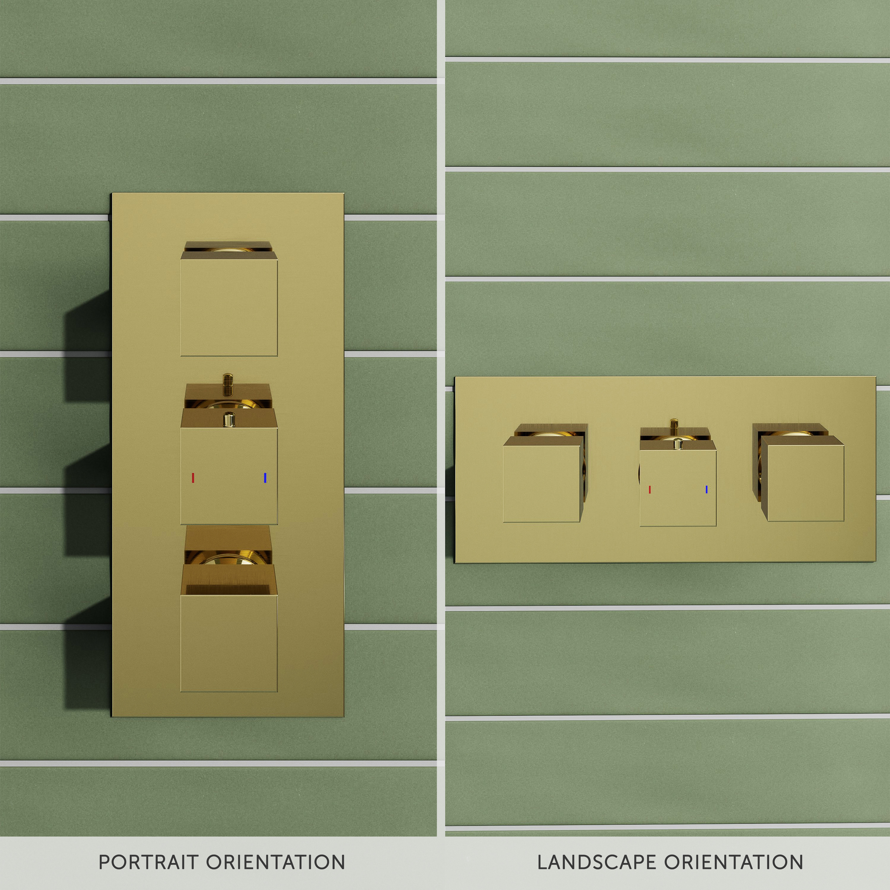 Harbour Status Brushed Brass 2 Outlet Thermostatic Concealed Shower Valve (Three Handle)
