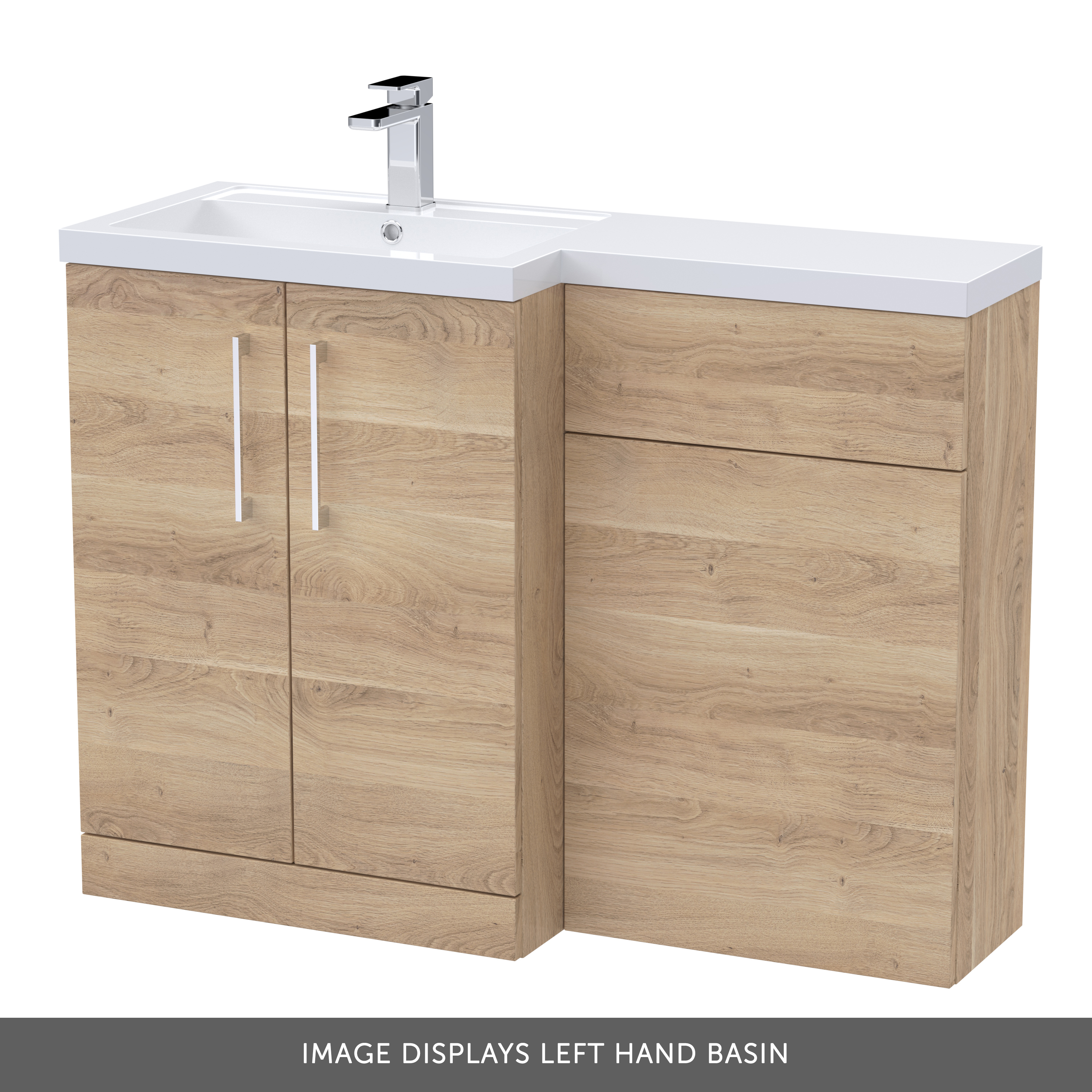 Erin 1100mm Bleached Oak Combination Bathroom 2 Door Sink & Toilet Unit
