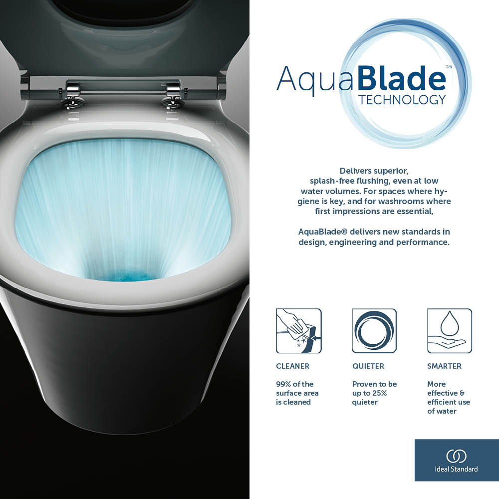 Ideal Standard Tesi Wall Hung Toilet with Aquablade® Flush Technology & Soft Close Seat