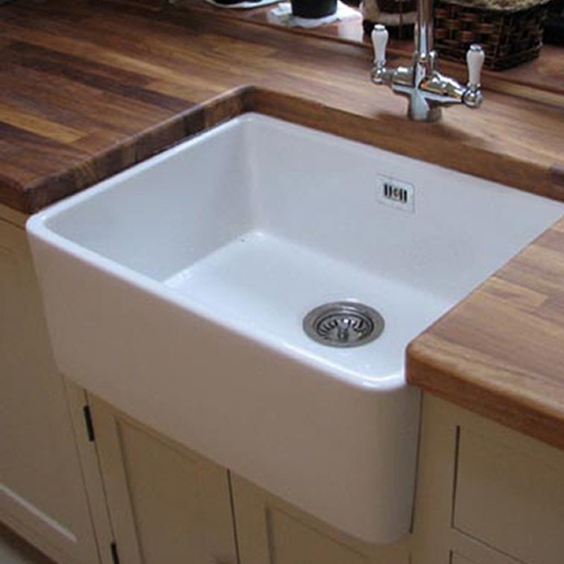RAK Gourmet 2 Ceramic Fireclay Large Belfast Kitchen Sink with Waste - 595 x 475mm