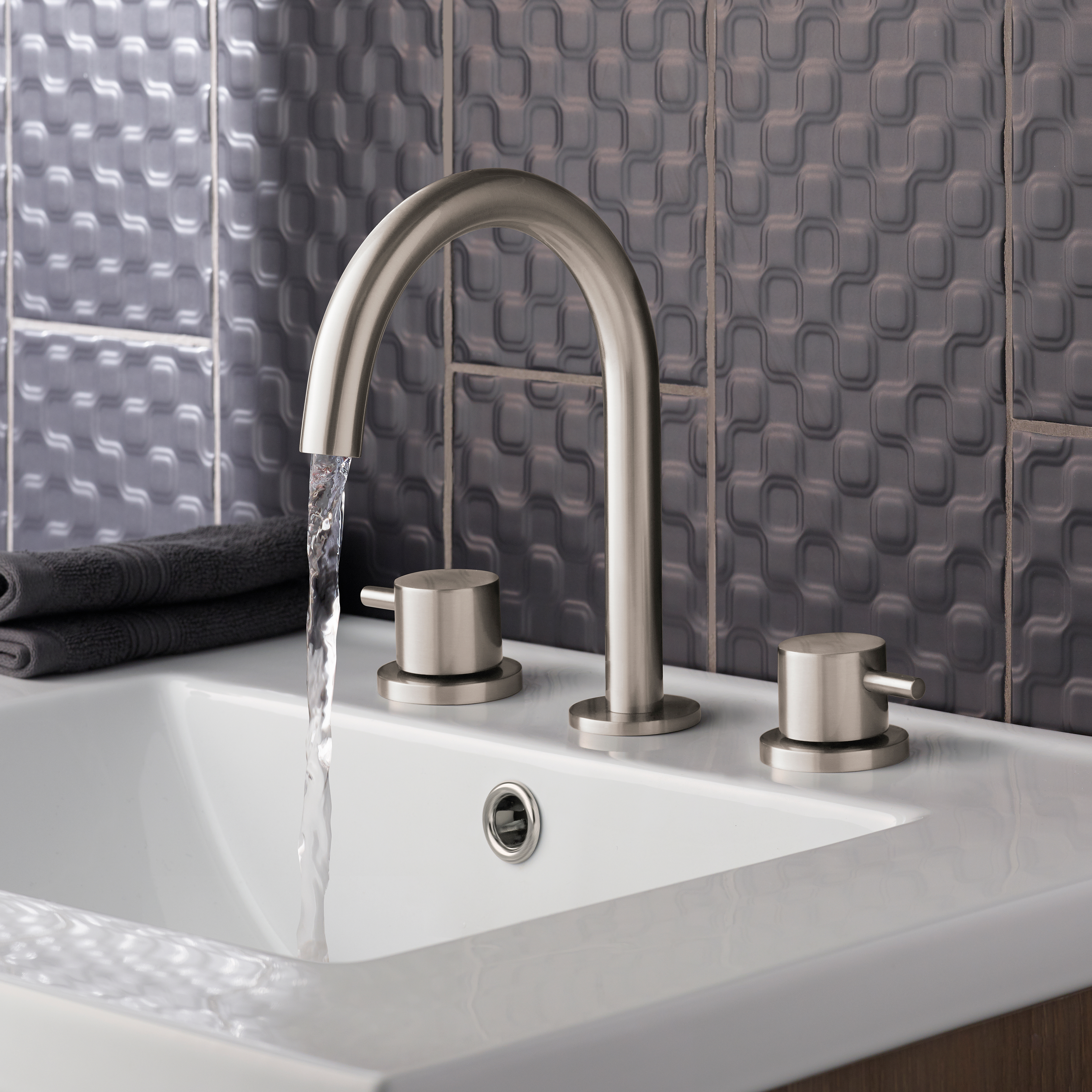 Inox Brushed Stainless Steel 3 Hole Deck Mounted Basin Mixer