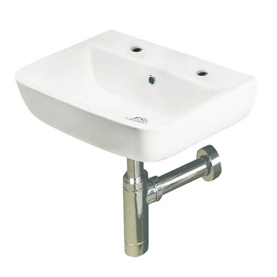 RAK Series 600 Wall Hung Cloakroom Hand Basin - 2 Tap Hole