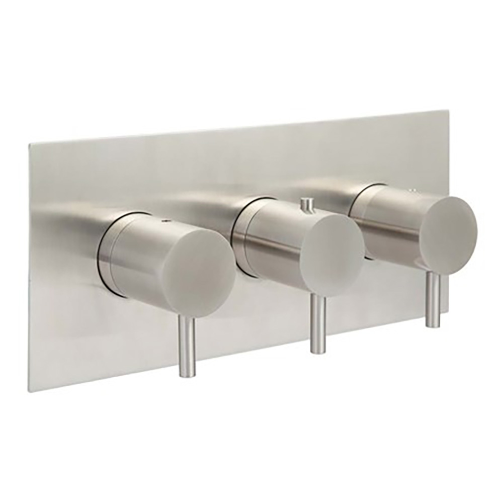 Inox Brushed Stainless Steel 2 Outlet Concealed Thermostatic Shower Valve - Horizontal