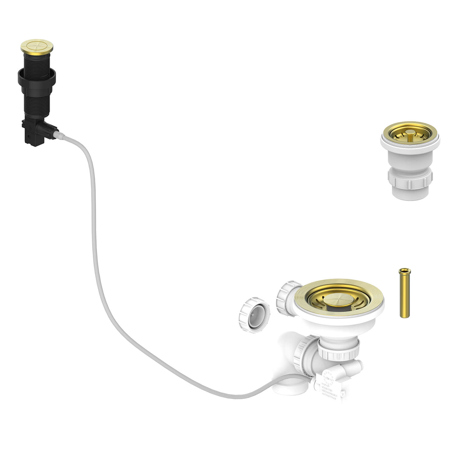 Artisan Brass Presto Automatic Waste Kit for Thomas Denby 1.5 Bowl Ceramic Kitchen Sinks