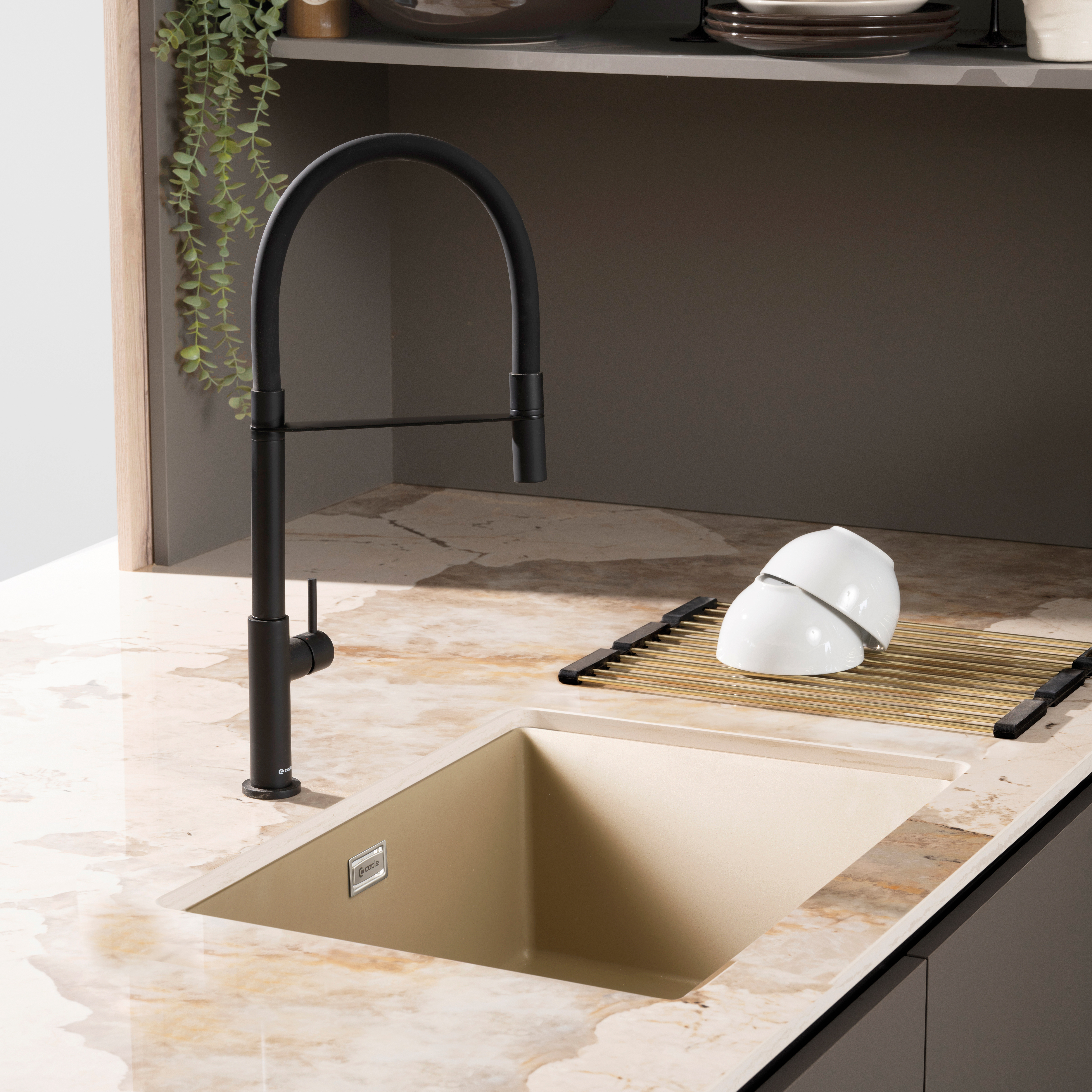 Caple Leesti 1 Bowl Inset or Undermount Granite Composite Kitchen Sink & Waste Kit - 530 x 460mm