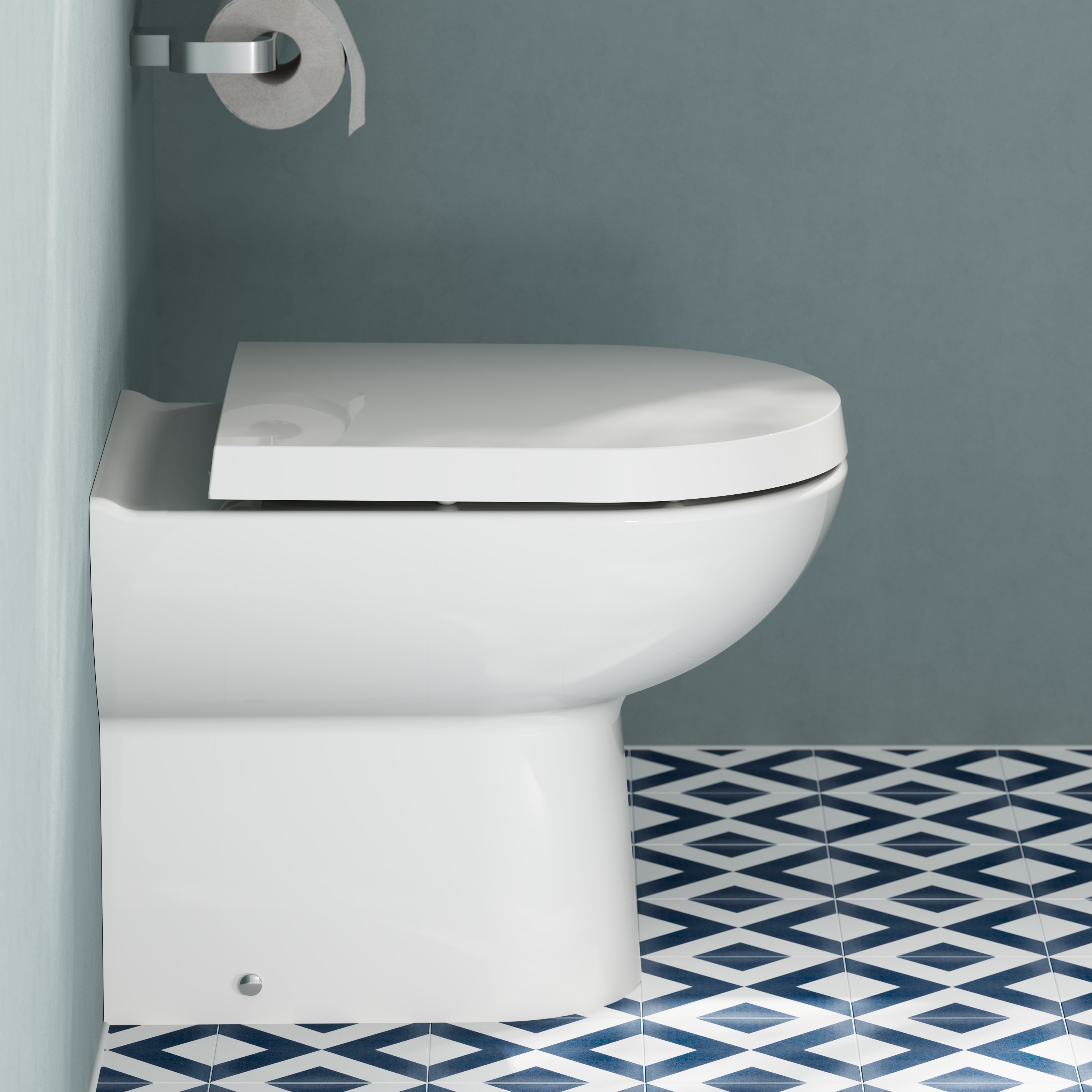 Vellamo Modern D-Shaped Back to Wall Toilet with Soft Close Seat