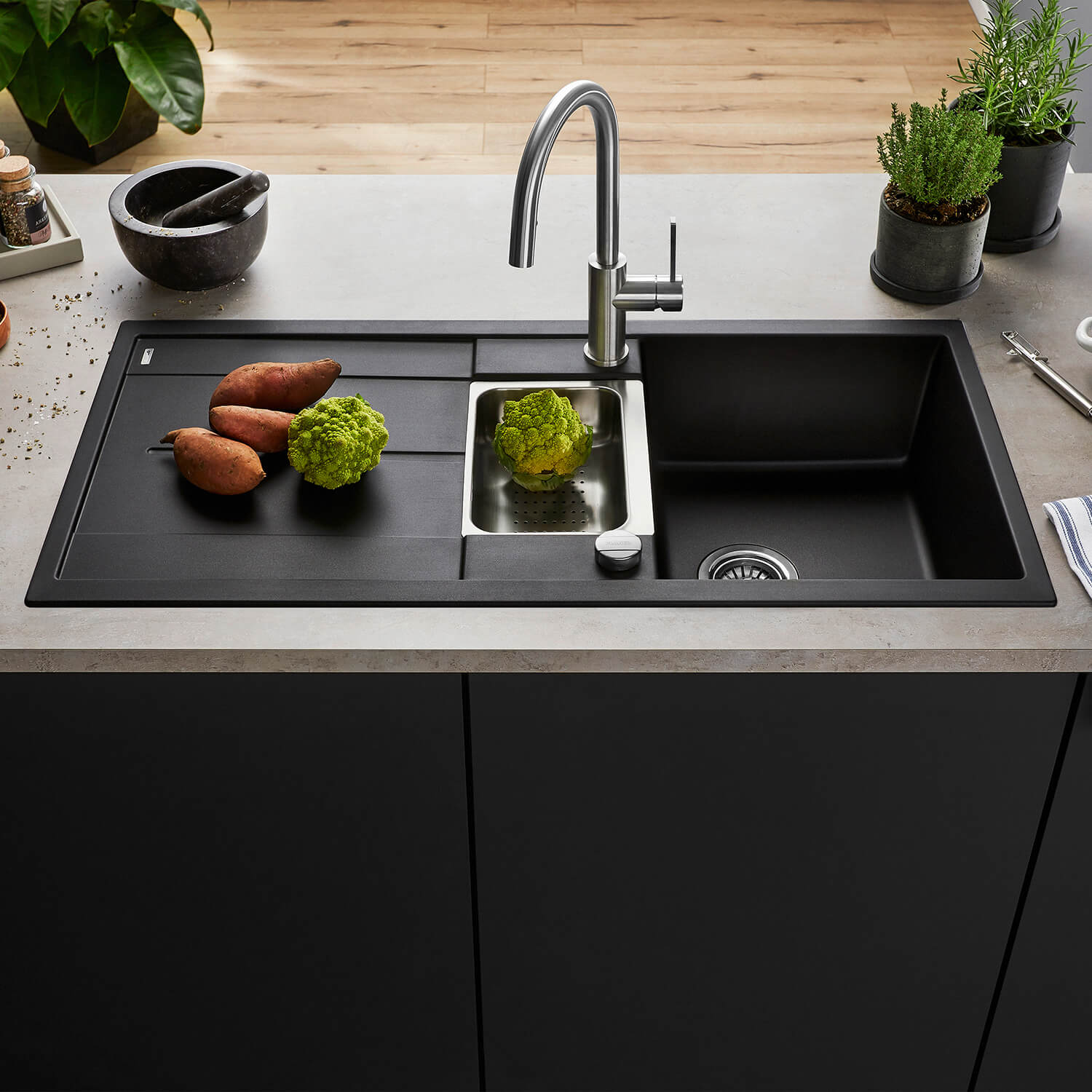 Blanco Metra 6 S 1.5 Bowl Inset Silgranit Composite Kitchen Sink & Waste with Reversible Drainer - 1000 x 500mm