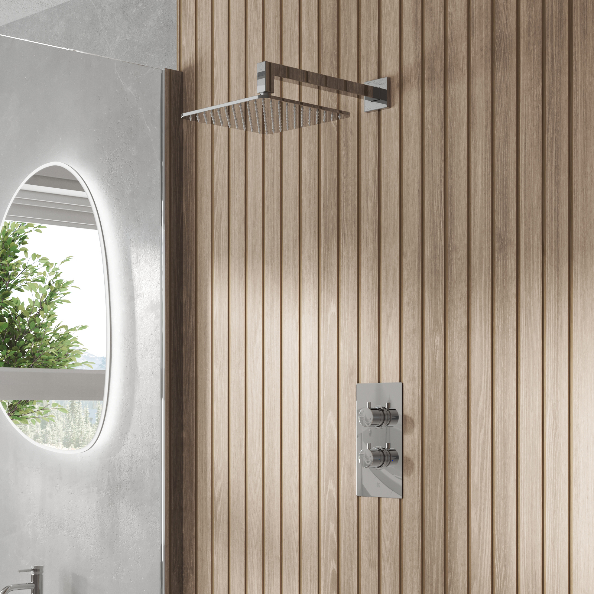 Core 1 Outlet Concealed Valve & Fixed Wall Mounted Square Shower Head