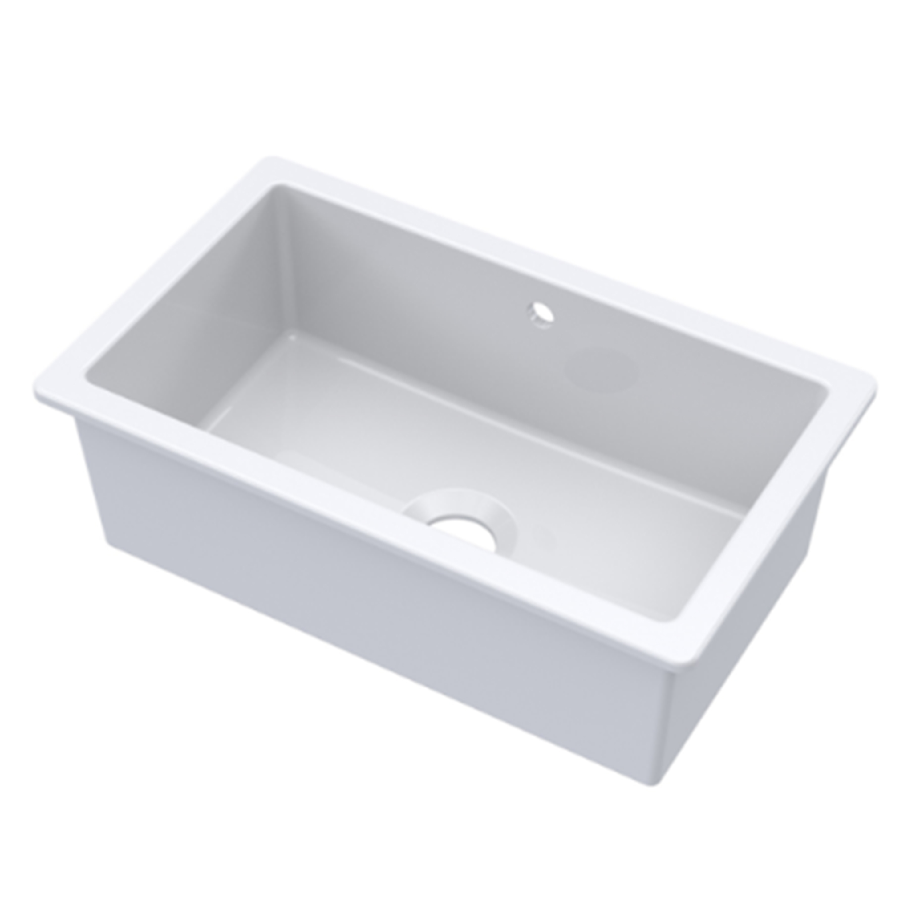 Butler & Rose Bryn XL 1 Bowl White Fireclay Ceramic Inset/Undermount Kitchen Sink - 763mm x 457mm